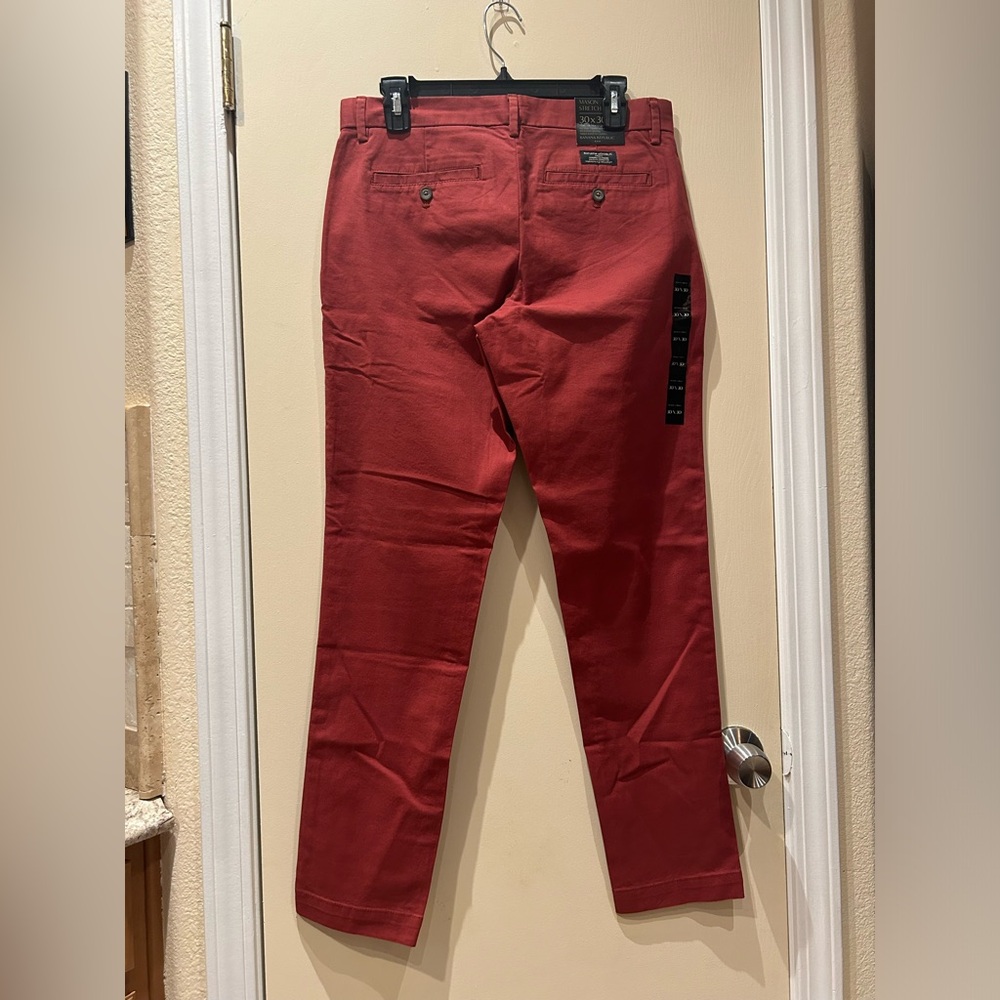 Banana Republic Mason Stretch Taper Chinos 30x30 Coral Red NWT